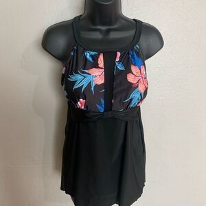 Black Tankini with floral print